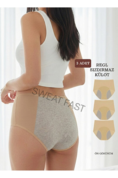 SWEAT FAST Σετ 3 τεμαχίων TEN Γυναικεία ψηλόμεσα απορροφητικά εσώρουχα εμμήνο...