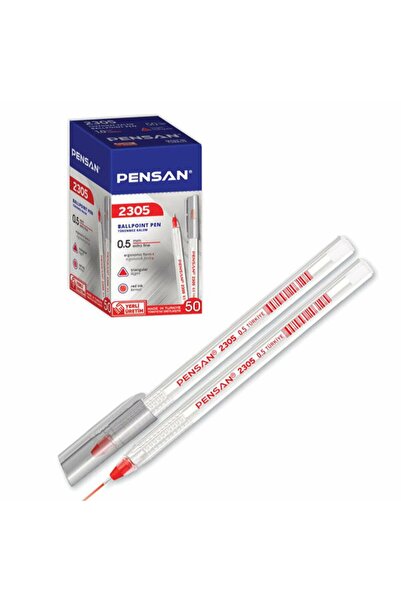 Pensan Tükenmez Kalem Üçgen Kırmızı 0.5 MM 50 Li 2305