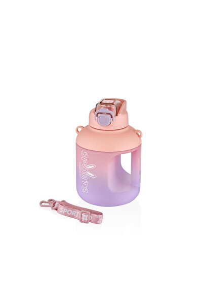Vagonlife 1100 Ml Çift Renk Pipetli Taşıma Askılı ve kulplu Motivasyon Su Mat...