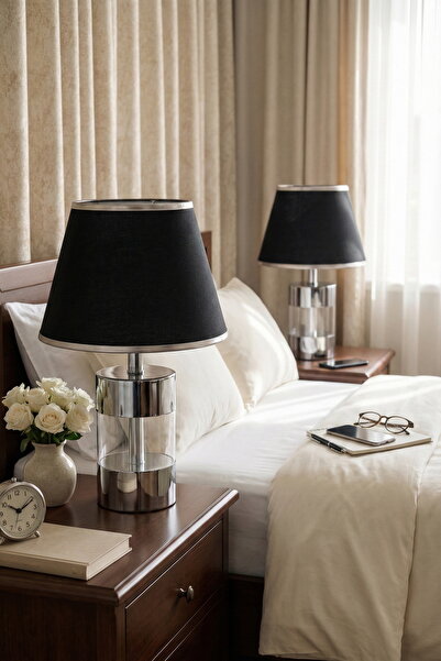 AbajurAksesuar Johnny Gümüş Çift Abajur