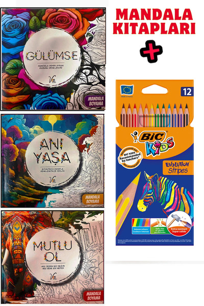 GÖNÜL YAYINCILIK Her Yaşa Uygun Boyama Kitabı (3 MANDALA) Fineliner Pen Keçel...