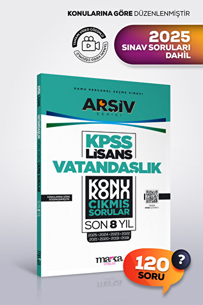 Marka Yayınları KPSS LİSANS Son 8 Yıl VATANDAŞLIK Konu Konu Çıkmış Sorular Ta...