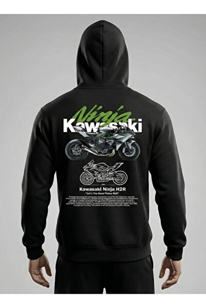 LELVANİ Unisex Oversized Kawasaki Ninja H2R Hoodie