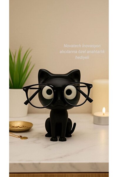 NOVATECH İNOVASYON حامل نظارات على شكل قطة سوداء لطيفة، حامل نظارات مزخرف، حا...