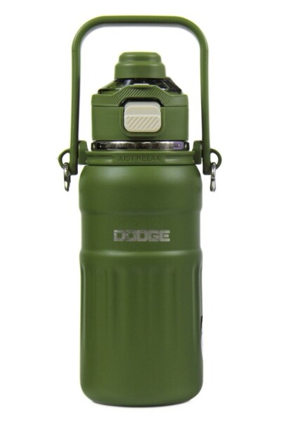 DODGE DB-24546 Çift Kullanım Pipetli/Rahat İçim Yeşil 800ml Askılı Çelik Matara