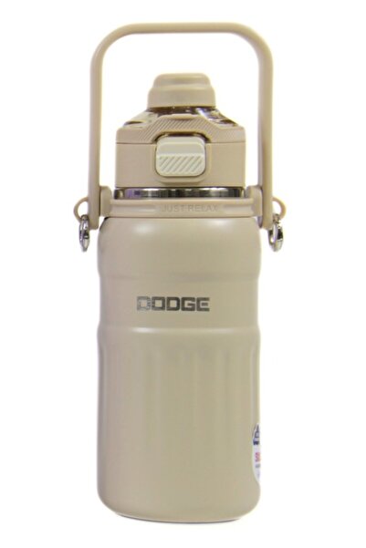 DODGE DB-24546 Çift Kullanım Pipetli/Rahat İçim Krem 800ml Askılı Çelik Matara