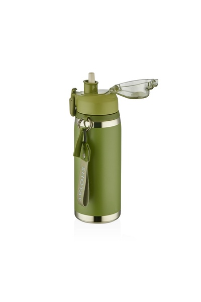 Shotay St-8160 750ml Green Steel Flask with Straw