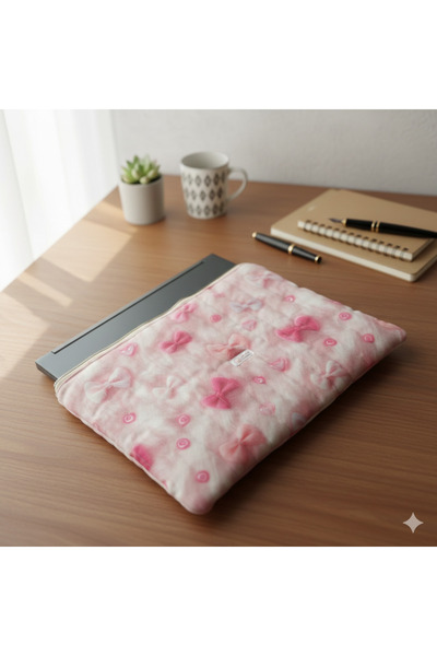 SevAte Handmade 3D Pembe Fiyonk ve Kalp Desenli Kadın Laptop&Macbook&Notebook...