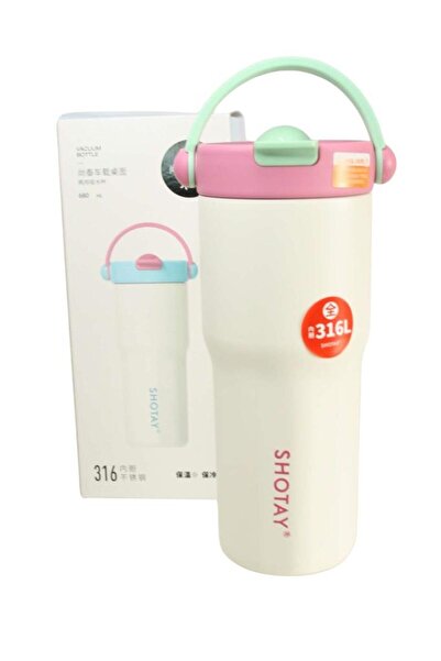 Shotay ST-8902 680ml Pipetli Pembe Çelik Matara