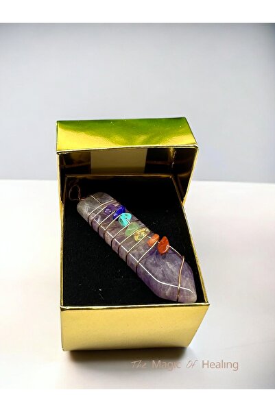 The Magıc of Healıng Pembe Kuvars Doğal Taş 7 Çakra Kolye Ucu ( ametist , pem...