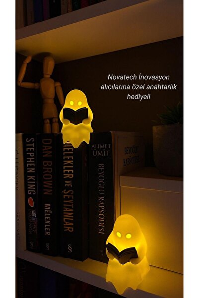 Genel Markalar KİTAP OKUYAN HAYALET Figürü 2’li Pilli Mum İle Kullanım Masaüs...