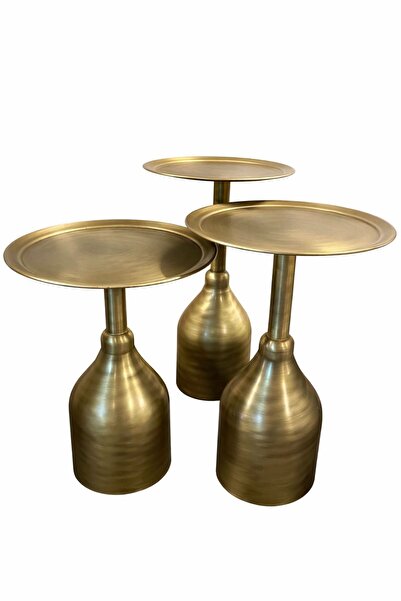 Valda Ros 3 lü Gold eskitme zigon sehpa