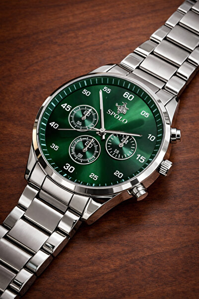 S.POLO Marka Yeşil kadran Orijinal Erkek Kol Saati Bileklik Hediyeli