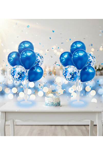 parti kral Balon Süsleme Standı 7 li Çubuklu 2 liSet Ayaklı Stand 14 Adet Bal...