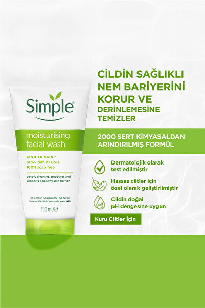 Simple Kind to Skin Gerginlik Hissi Bırakmayan Nemlendirici Yüz Temizleme Jeli 150 ML