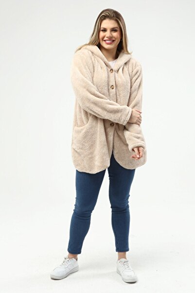 SENTEX Cardigan pentru femei Welsoft, bej, cu buzunare cu nasturi