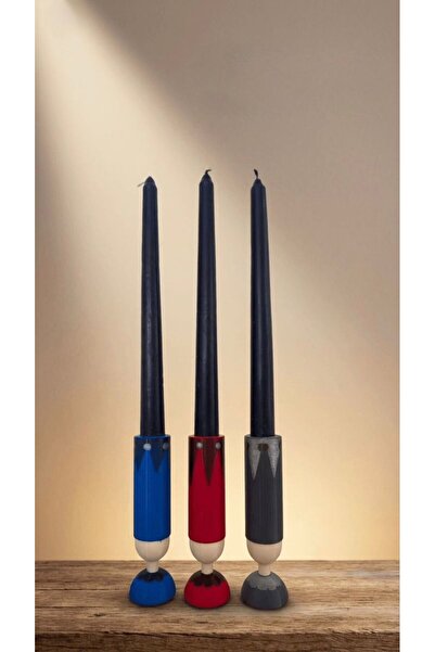 designode HEADS Circus Dekoratif Hediyelik 3'lü Şamdan Seti