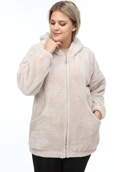 SENTEX Cardigan cu fermoar Welsoft bej pentru femei