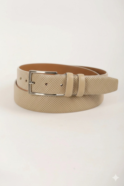 KASVA DERİ حزام جلد أصلي بيج داكن مقاس 3.5 سم، حزام من الجلد الطبيعي بنسبة 100%