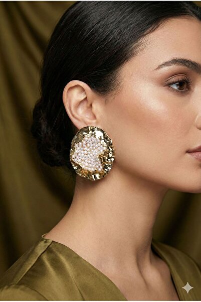 HAZAL KAYA ATELIER Gold Pearl Oyster Large Women's Earrings