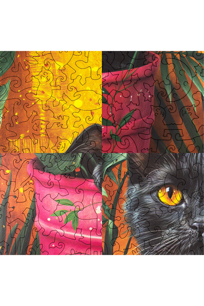 WoodMix Puzzles Pisica neagră în jungla urbană - 240 de piese