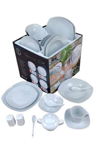 AR-Kitchen 47-piece porcelain breakfast set - plain square shape ar4005