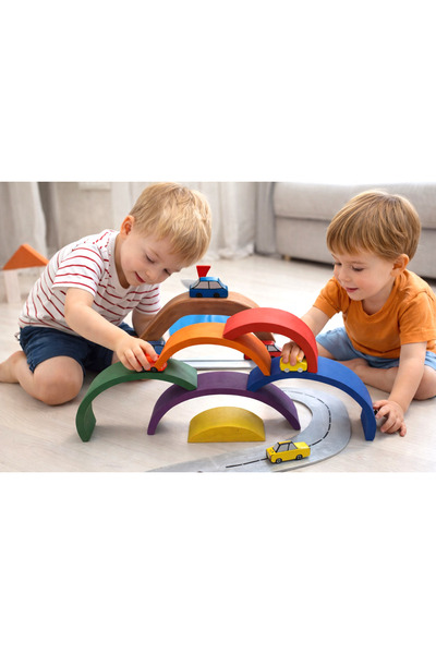 ELSA 🌈 Renkli Ahşap Blok Seti – Hayal Gücüyle Şehir Kur!