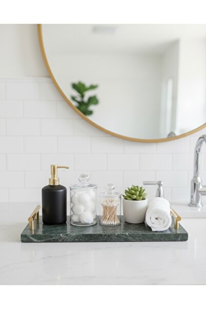 BZT Home Mermer Sunumluk Dekoratif Tepsi Genel Ev ve Banyo Kullanımına Uygun ...