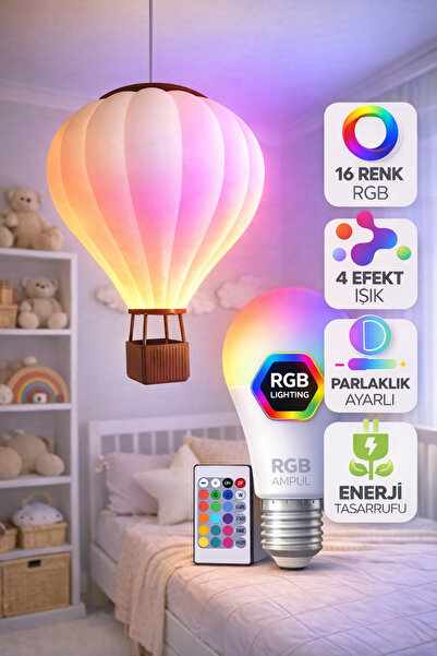 Rekatech Kumandalı Çok Renkli Sıcak Hava Balonu Avize Kapadokya Havası Eviniz...