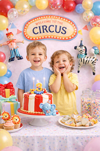 Partifabrik Circus Carnival Themed 5 Piece Foil Balloon Set 38-42 cm Dimensions