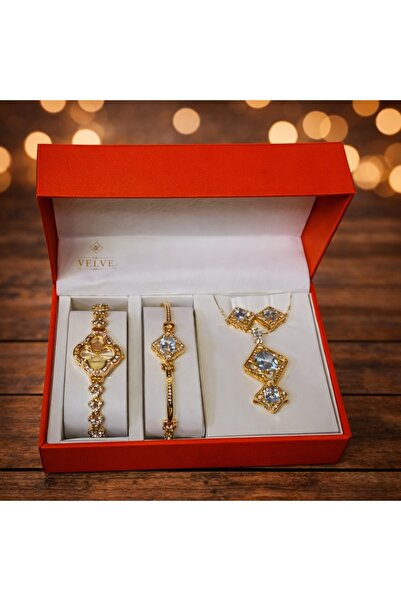 velve Set Gracy pentru femei cu cinci piese: bratara, ceas, inel, colier, cer...