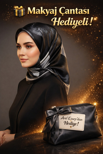 Levidor 90X90 Silk-Look Black - White Colored Scarf – Non-Slip Twill Stylish ...