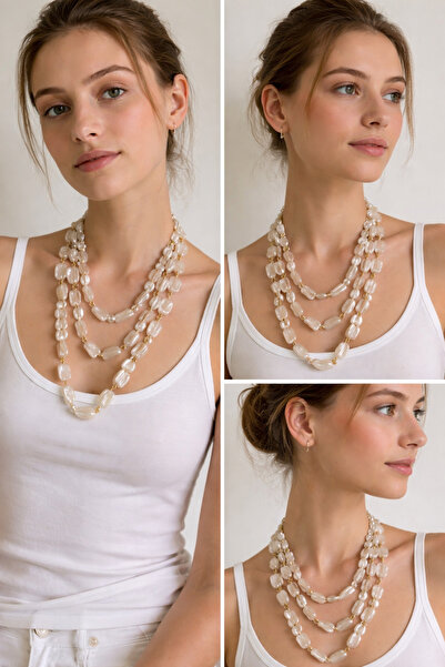 Boox99 Gerçek Barok İnciler Boncuklu Dikdörtgen İnci Boncukları Zarif Çoklu K...