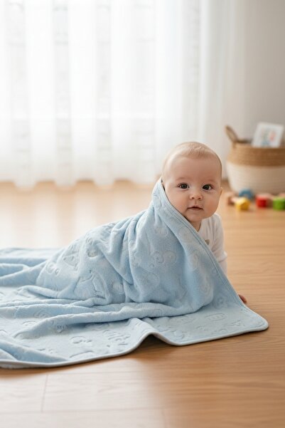 Berço Baby بطانية أطفال من القطيفة الزرقاء من إمبوس مقاس 85x90 باللون الأزرق