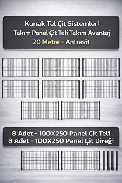 Konak Tel Çit Aksaray 8 Adet Takım Bahçe Panel Çim Çiti 100x250 cm 55X150 mm ...