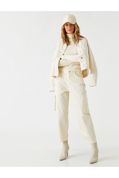 Koton Pantaloni cargo cu talie înaltă cu picior drept