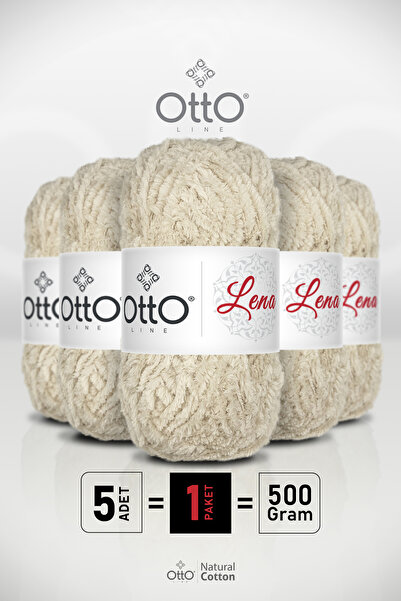 Otto Lena - Bej - Pachet de 5 bucăți - 100gr/75m - Șnur de blană de vulpe