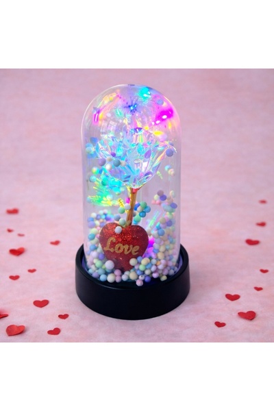 velve Trandafir transparent Bubble Tea in Love in Cupola Sticla,LED,elemente ...