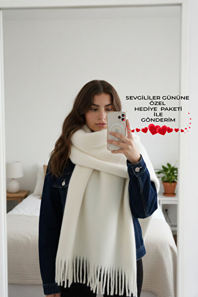 Bermody Пухнастий білий шарф з м'якою текстурою для жінок, шарф на плечі 50 x...