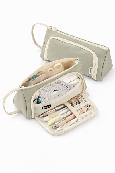 GlassySKY متعدد الأقسام طالب/مكتب المواد/المكياج سعة كبيرة مثلث نافذة القماش ...