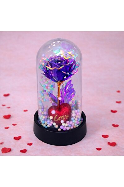 velve Aranjament Bubble Tea in Love in Cupola Sticla,Trandafir artizanal,LED,...