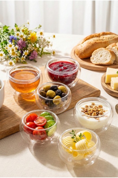 Vivien Home 6lı Çift Çidarlı Mini Sosluk Drajelik Lokumluk