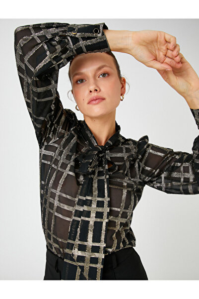 Koton Sifon blúz kendő gallér, hosszú ujjú