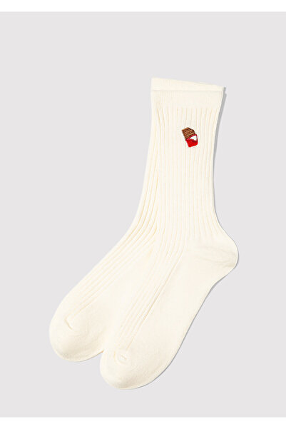 Mavi Chocolate Embroidered Ecru Socks 1913812-30221