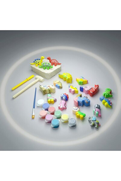 sharp&art DİNOZOR FOSİL KAZI SETİ VE DİNOZOR BOYAMA SETİ BİR ARADA ,9 RENK BO...