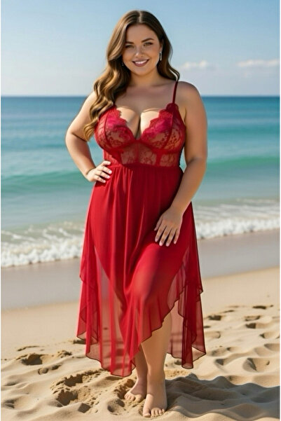 Nathalie Lingerie Cămașă de noapte lungă din tul cu fantă pentru femei, cu de...