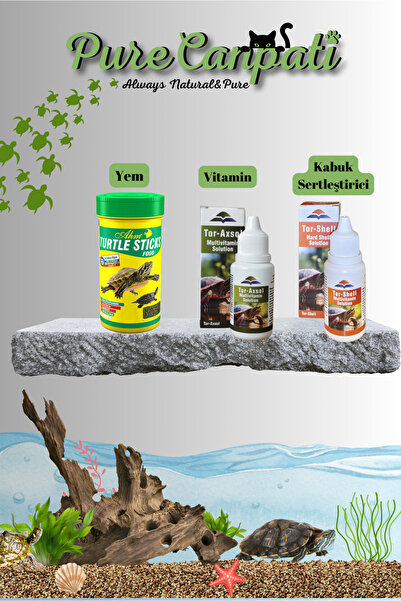 PureCanpati Kaplumbağa Temel Bakım Seti (Yem + Vitamin + Kabuk Güçlendirici)