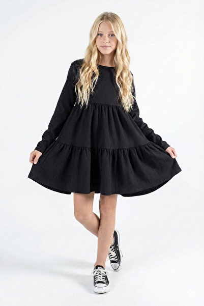 Kyron Μακρυμάνικο μαύρο φόρεμα για κορίτσια