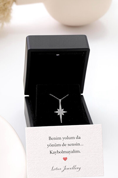 LOTUS JW 925 Ayar Gümüş Işıklı Kutulu Kutup Yıldızı Kolye - 925 Ayar Gümüş Kolye
