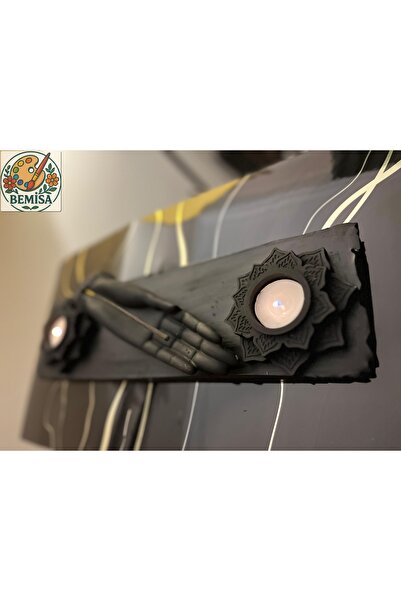 BEMİSA El Tütsülük Siyah Ve Mandala Mumluk Uzun Tepsisinde Dekoratif Masa Üst...